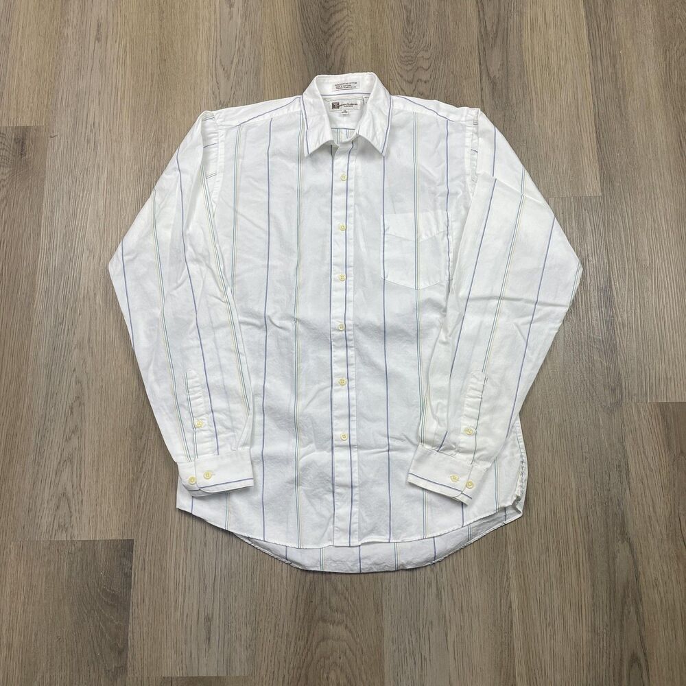 Pierre Balmain Shirt Mens 15 34/35 White Striped Egyptian Cotton Made in USA